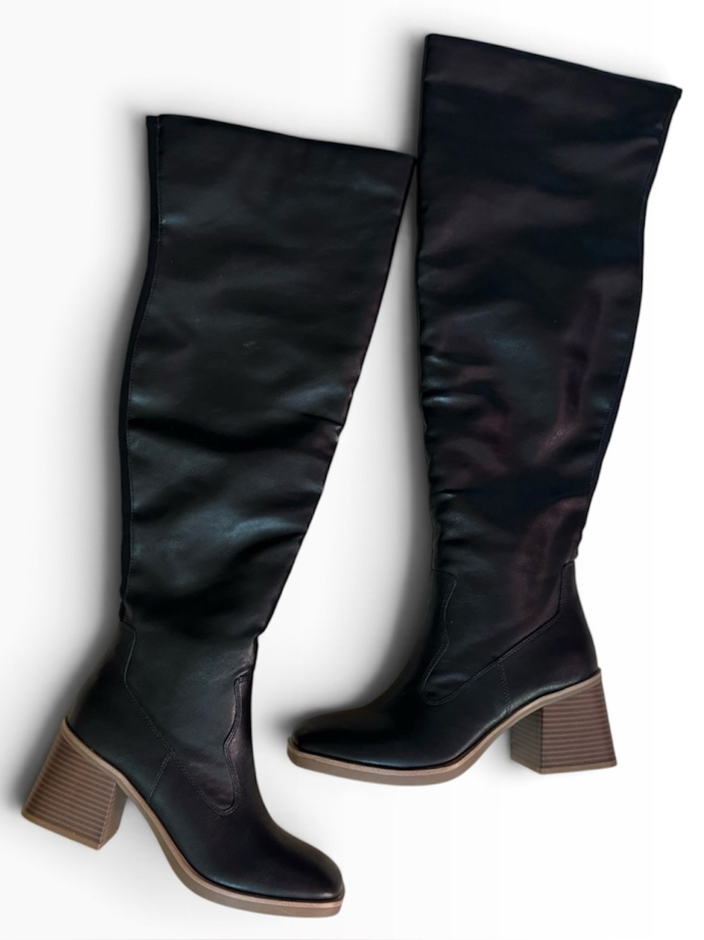 Black Over The Knee Block Heel Tall Boots Sun & Stone Size 8